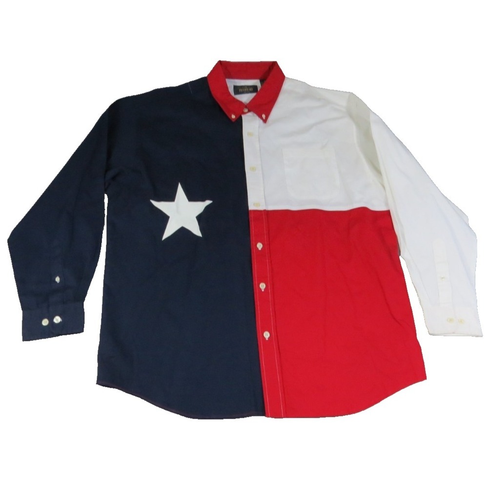 RedHead Texas Flag Button Down Shirt Mens XL Patriotic Western Lone Star USA TX